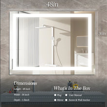 Load image into Gallery viewer, 48x 36&quot; LED Bathroom Mirror Light Anti-fog and Dimmable LED Vanity Mirror Light
