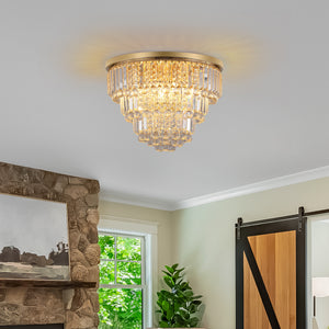 19.7" Luxury Crystal Chandelier Modern Style Crystal Light Gold Crystal Ceiling Light