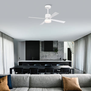 48" Matte White Simple Ceiling Fan Light Ultra-thin Ceiling Fan Dimmable