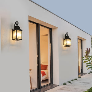 2 Pack Vintage Porch Wall Lights Outdoor Waterproof Glass Wall Lights Lantern Wall Lights