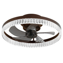 Charger l&#39;image dans la galerie, 19.7&quot; Simple LED Ring Chandelier Fan Modern Recessed Ceiling Light Chandelier Brown Ceiling Fan Light
