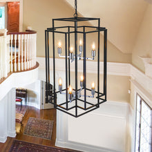 Load image into Gallery viewer, 18.1&quot; Vintage Lantern Chandelier Farmhouse Candle Chandelier (Black &amp; Silver)
