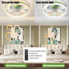 Load image into Gallery viewer, 19.7&quot; Simple LED Ring Chandelier Fan Modern Recessed Ceiling Light Chandelier Green Ceiling Fan Light
