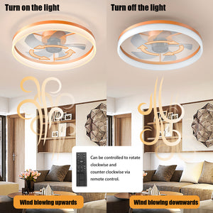 19.7" Simple LED Ring Chandelier Fan Modern Recessed Ceiling Light Chandelier Orange Ceiling Fan Light