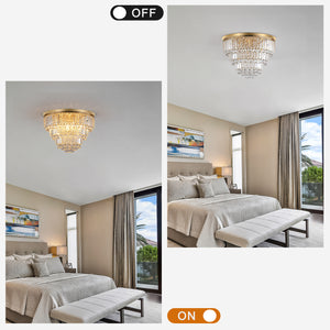 19.7" Luxury Crystal Chandelier Modern Style Crystal Light Gold Crystal Ceiling Light