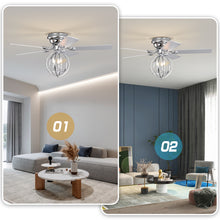 Load image into Gallery viewer, 52&quot; Chrome Ceiling Fan, Candle Pendant Light, Cage Ceiling Fan Light, Reversible 3-speed Silent Ceiling Fan
