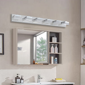 38.2" Chrome Vanity Light Modern Bathroom LED Mirror Light Rectangular 6 Lights