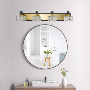 27.6" Luxury Modern Crystal Vanity Light Bathroom Mirror Light LED 4-Light Wall Lighting Fixture