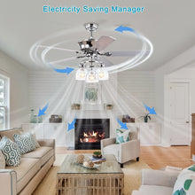 Charger l&#39;image dans la galerie, 52&quot; Farmhouse Glass Shade 5-Blade Reversible Ceiling Fan with Light Kit and Remote --Chrome
