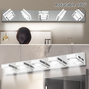 32.3" LED Modern Chrome Vanity Light Bathroom Acrylic Mirror Front Light Rectangular 5 Lights