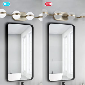 43.3" Modern Bathroom Gold Mirror Light Wall Mounted Vanity Light Globe 6 Lights