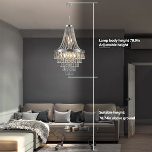 19.7" Large Luxury Crystal Chandelier High-end Chrome Chain Chandelier