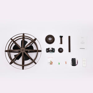 21" Matte Black Cage Ceiling Fan Industrial Style Remote Control Ceiling Fan Light Kit 3-Speed Timer Ceiling Fan