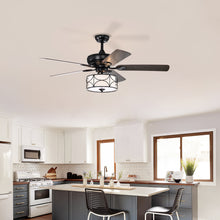 Load image into Gallery viewer, 52&quot; Modern Ceiling Fan with Dual Finish Reversible Blades, Fandelier-Matte Black
